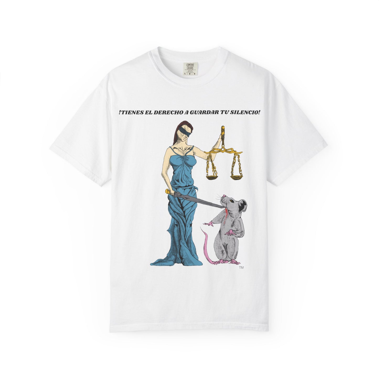 Lady Justice & Rat Unisex T-Shirt - Remain Silent - Spanish Version