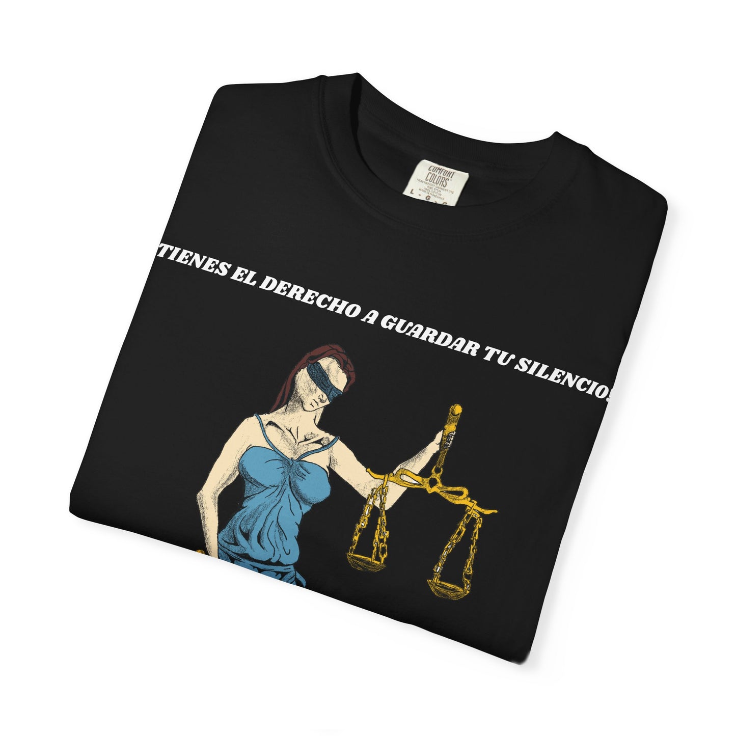 Lady Justice & Rat Unisex T-Shirt - Remain Silent - Spanish Version