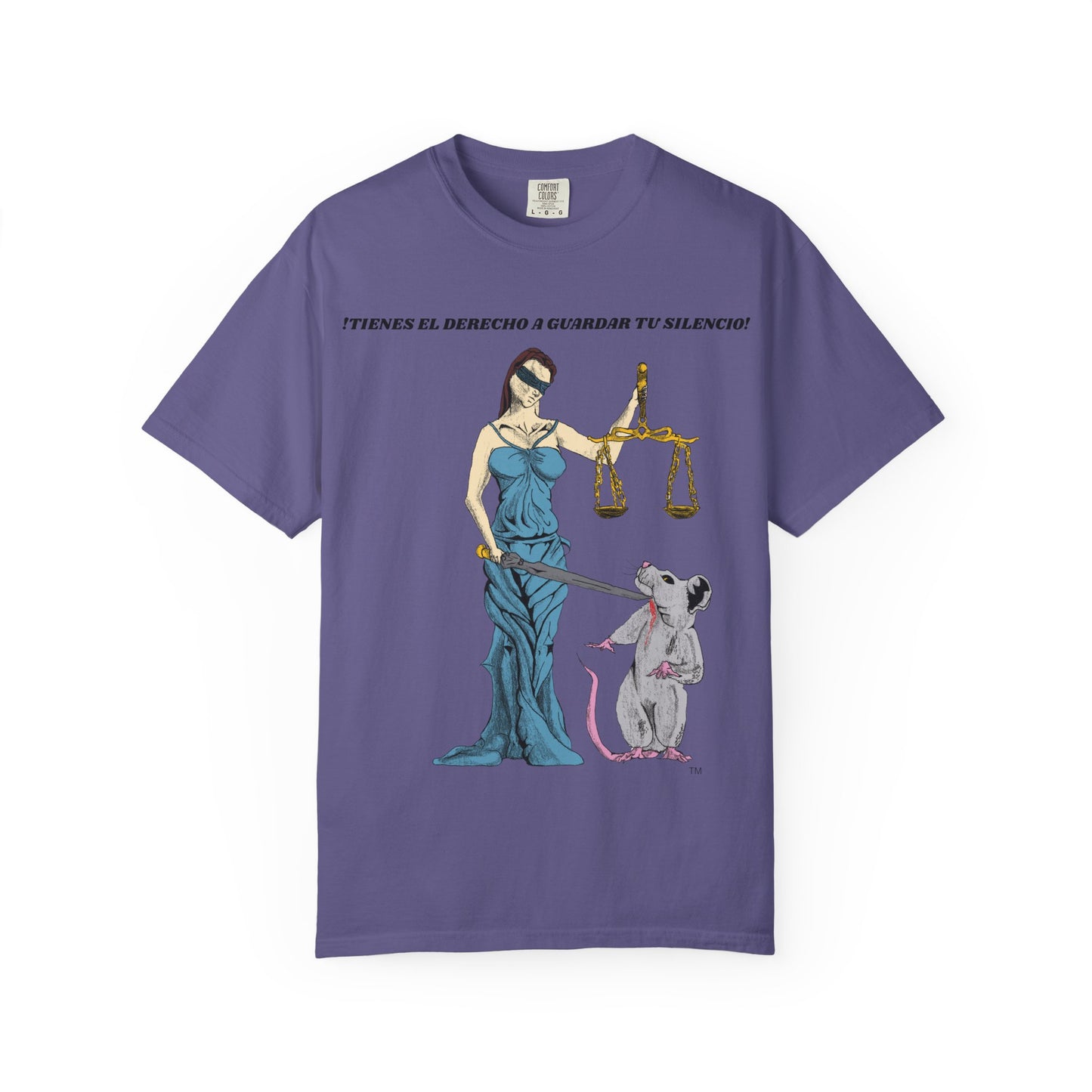Lady Justice & Rat Unisex T-Shirt - Remain Silent - Spanish Version