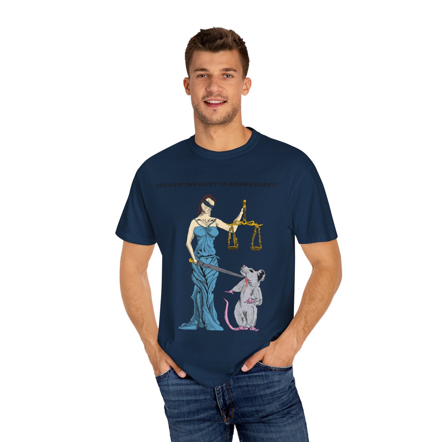 Lady Justice & Rat "Remain Silent" Unisex T- Shirts