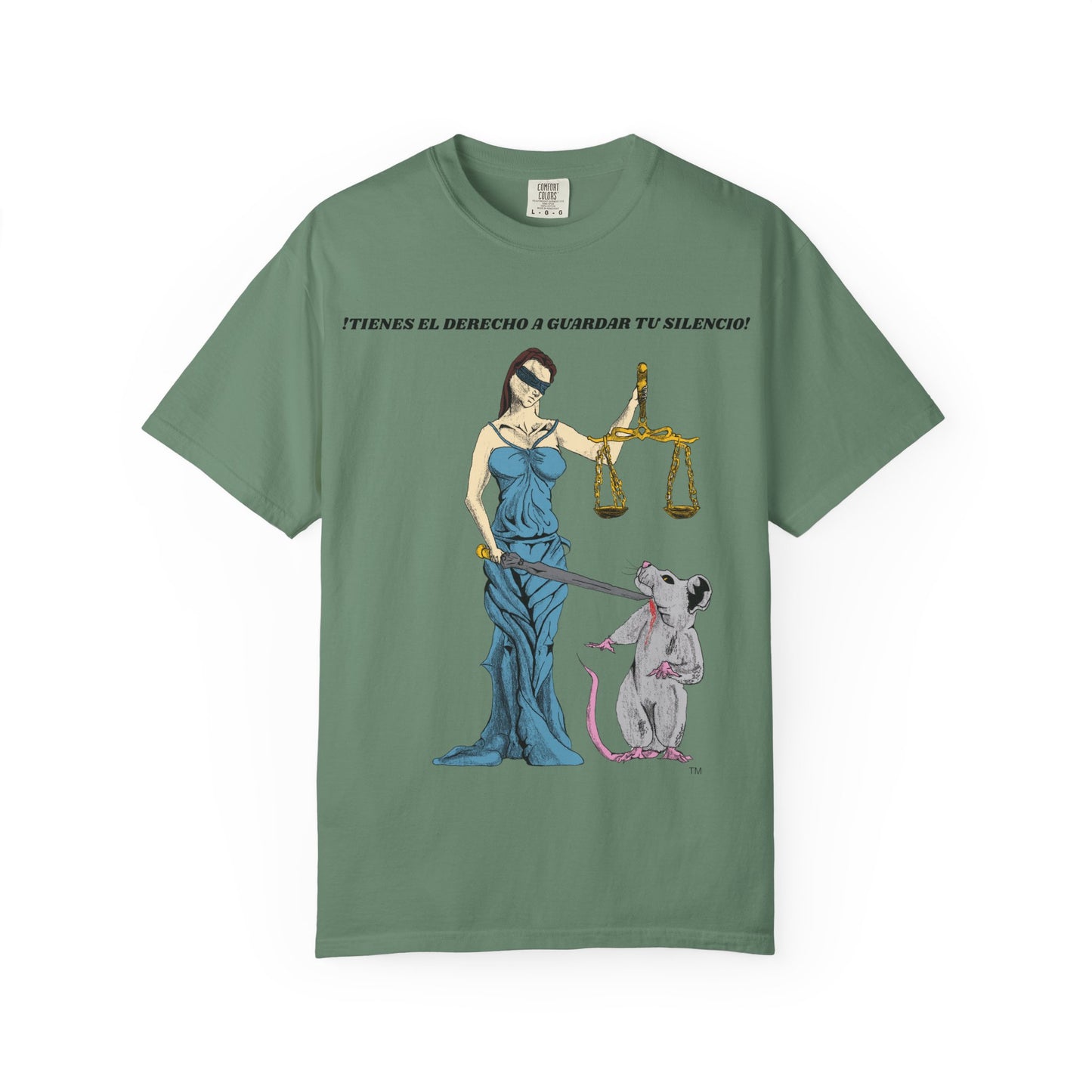 Lady Justice & Rat Unisex T-Shirt - Remain Silent - Spanish Version