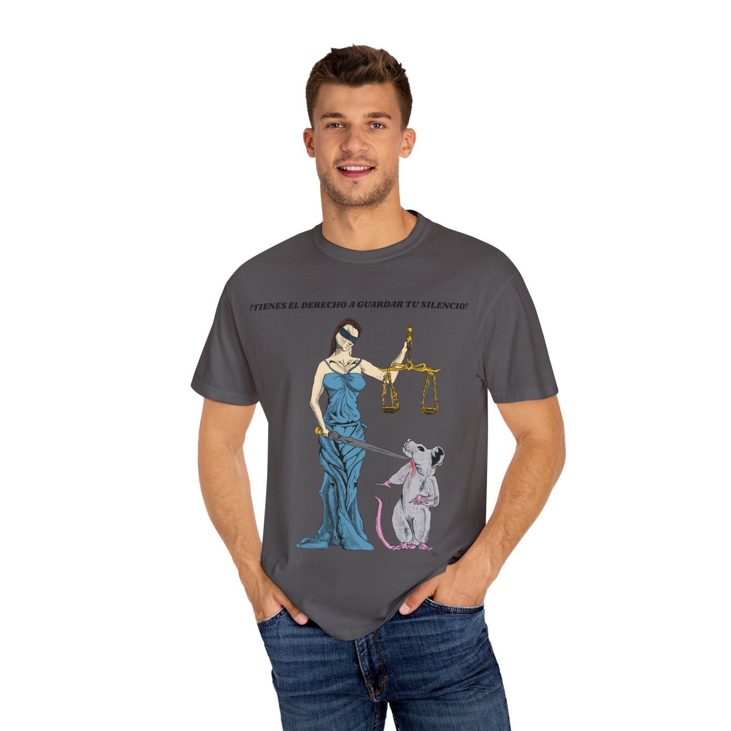 Lady Justice & Rat Unisex T-Shirt - Remain Silent - Spanish Version
