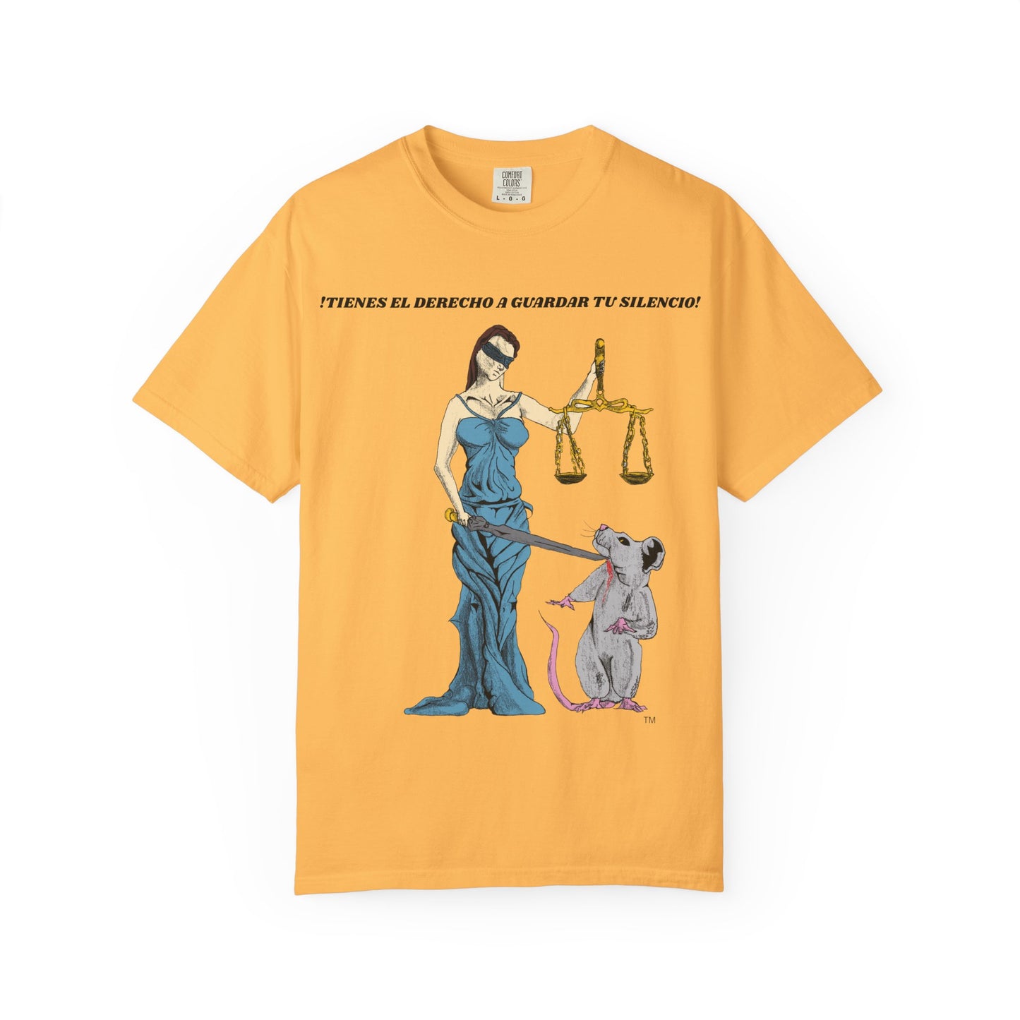 Lady Justice & Rat Unisex T-Shirt - Remain Silent - Spanish Version