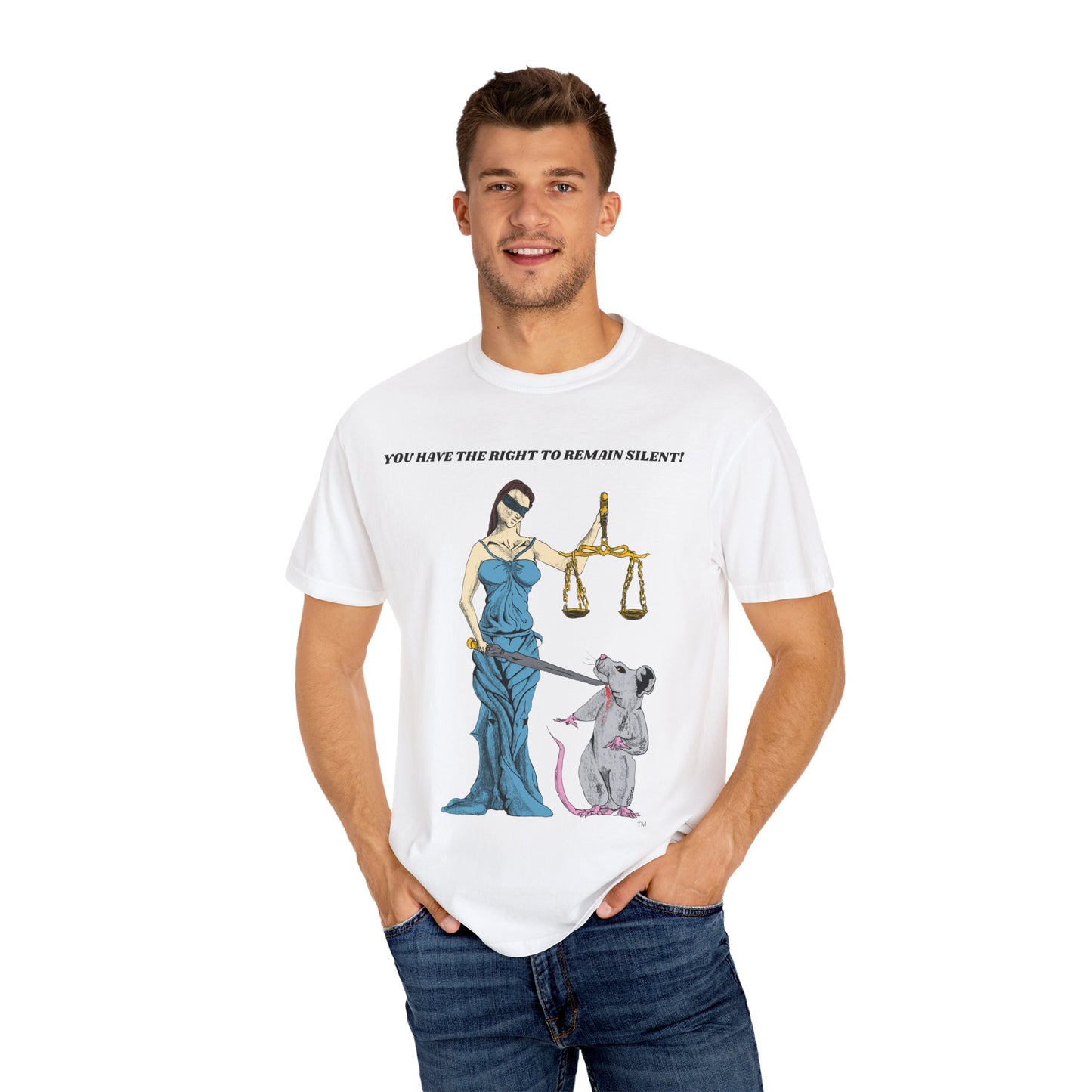 Lady Justice & Rat "Remain Silent" Unisex T- Shirts