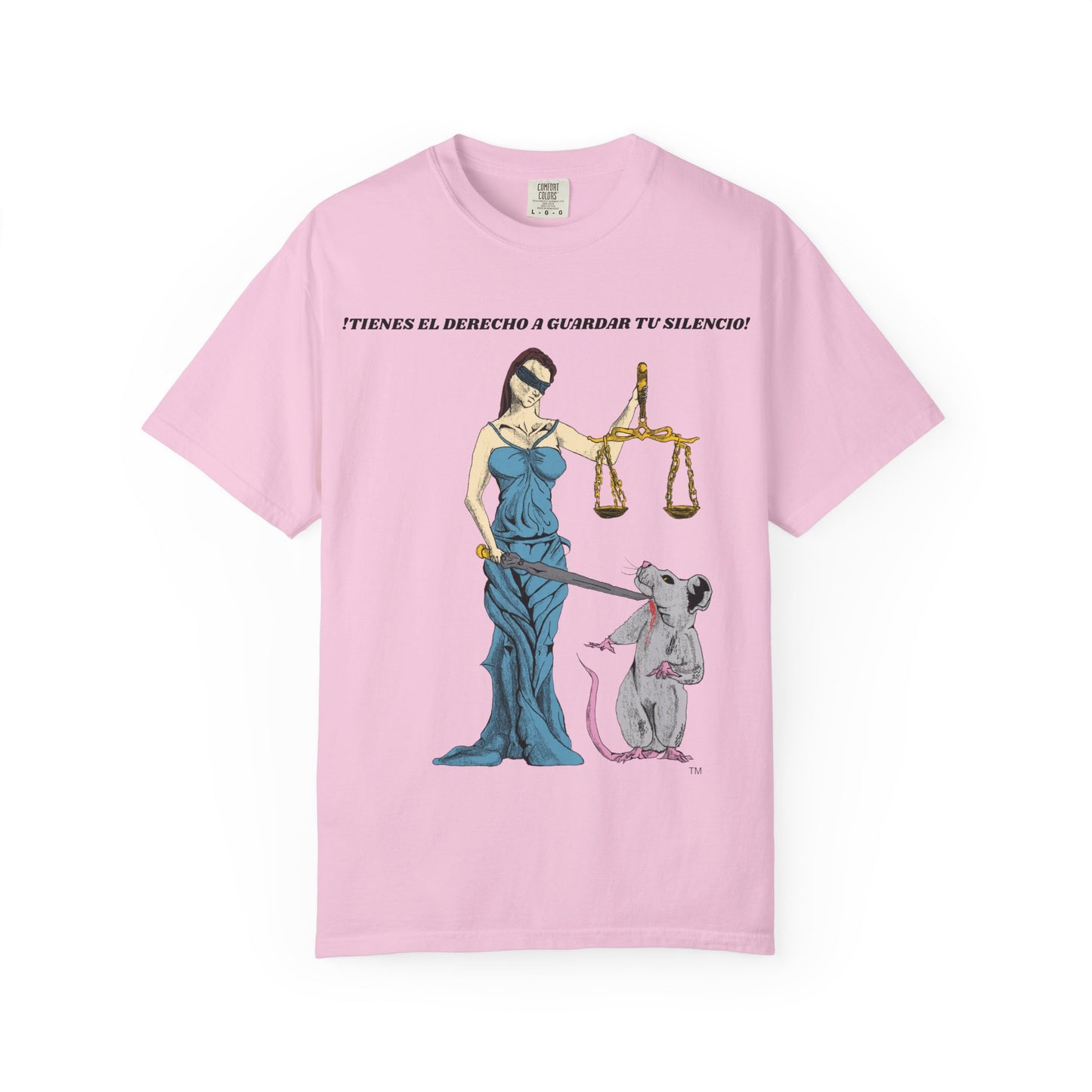 Lady Justice & Rat Unisex T-Shirt - Remain Silent - Spanish Version