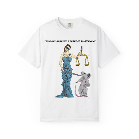 Lady Justice & Rat Unisex T-Shirt - Remain Silent - Spanish Version