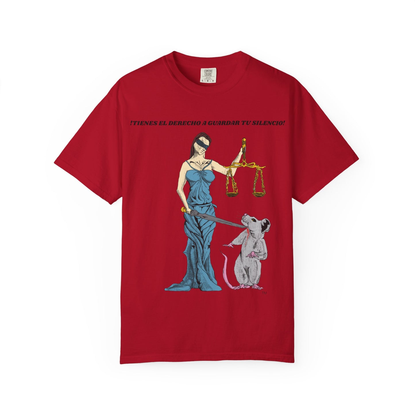 Lady Justice & Rat Unisex T-Shirt - Remain Silent - Spanish Version