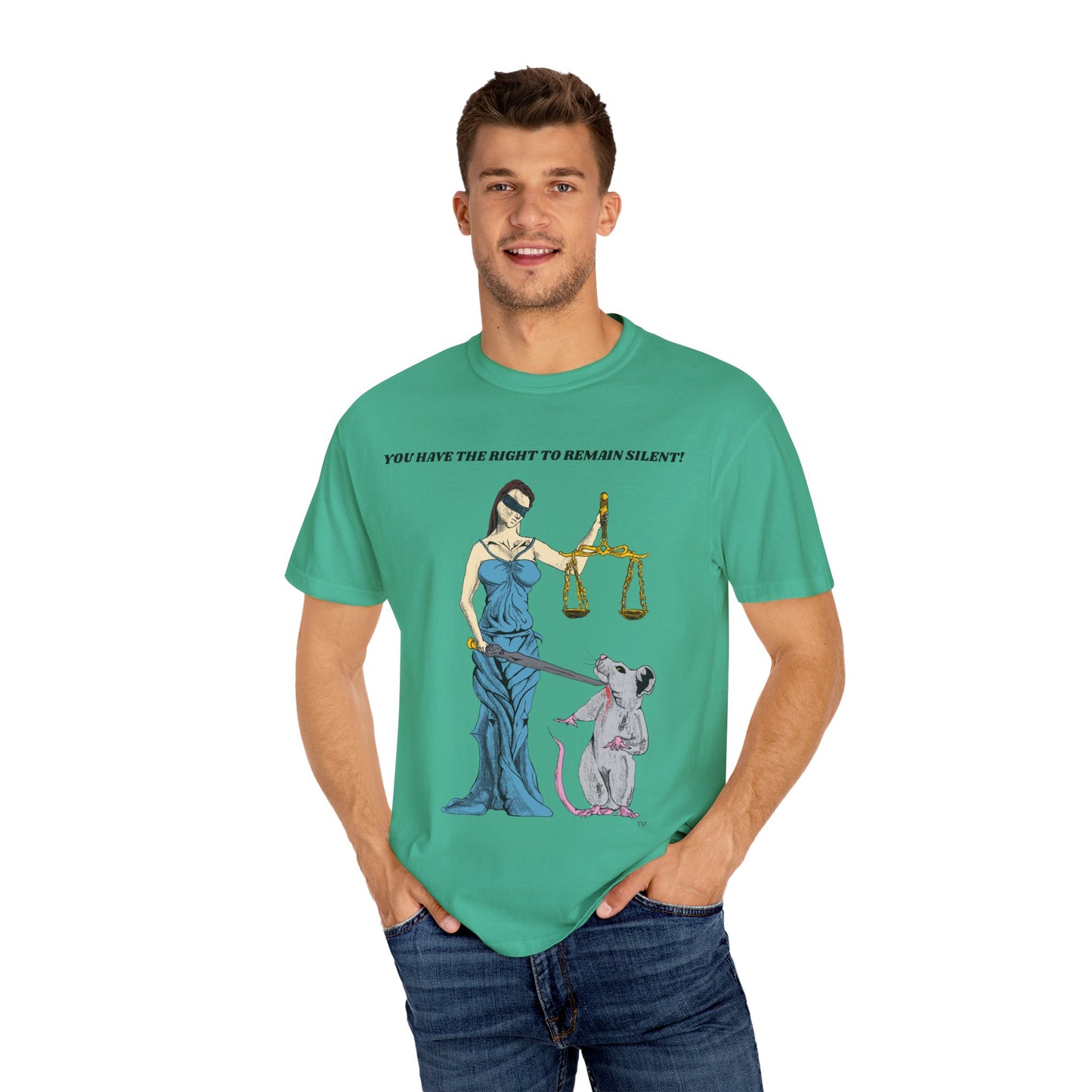 Lady Justice & Rat "Remain Silent" Unisex T- Shirts