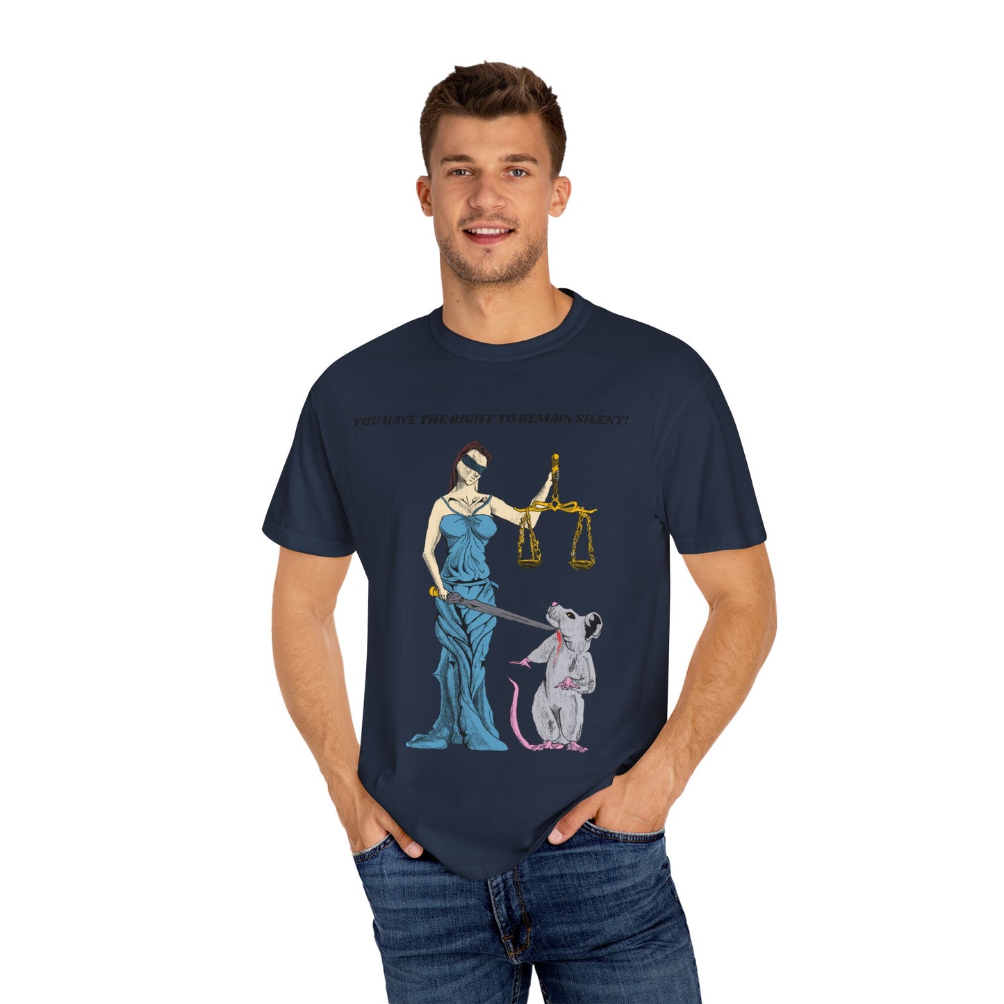 Lady Justice & Rat "Remain Silent" Unisex T- Shirts