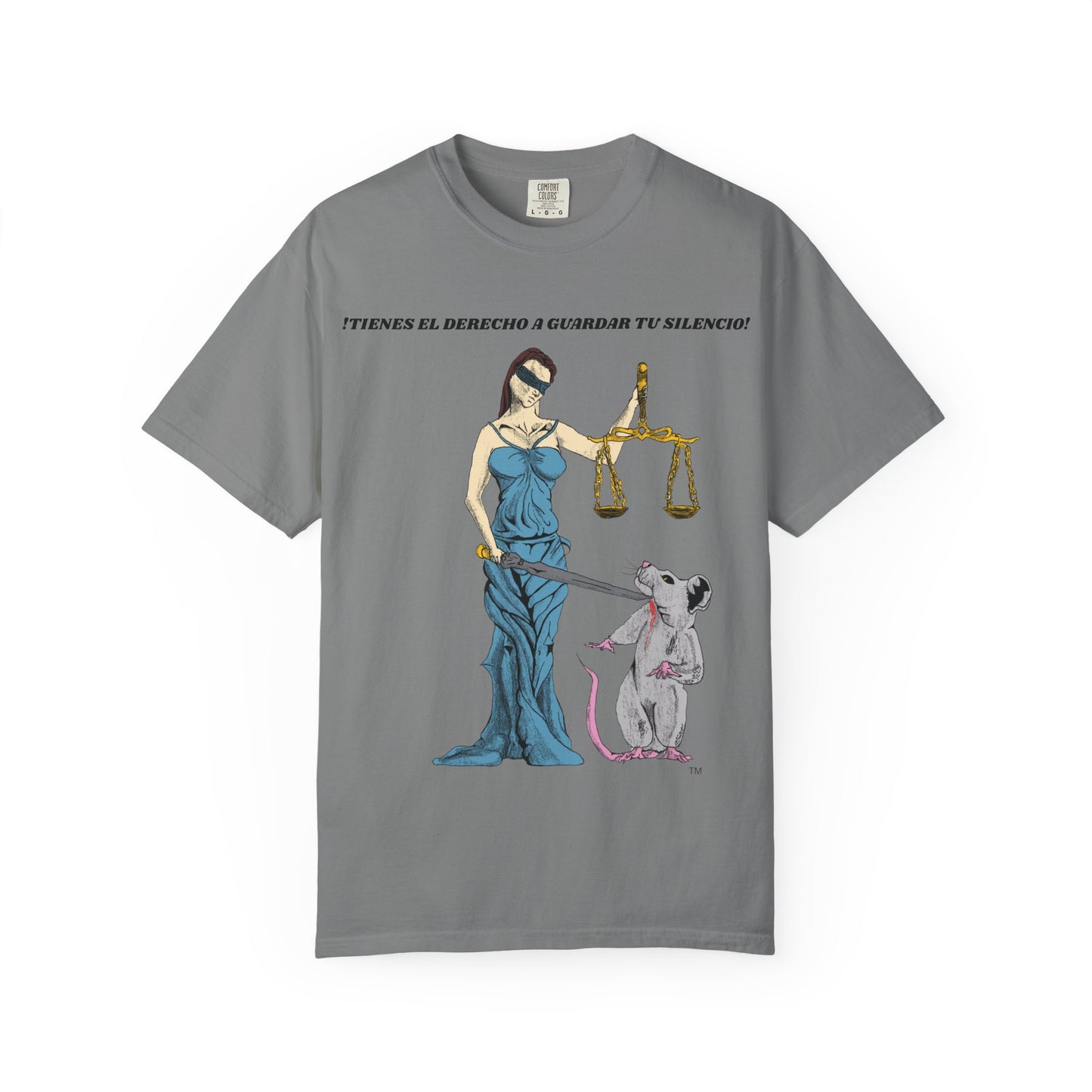 Lady Justice & Rat Unisex T-Shirt - Remain Silent - Spanish Version