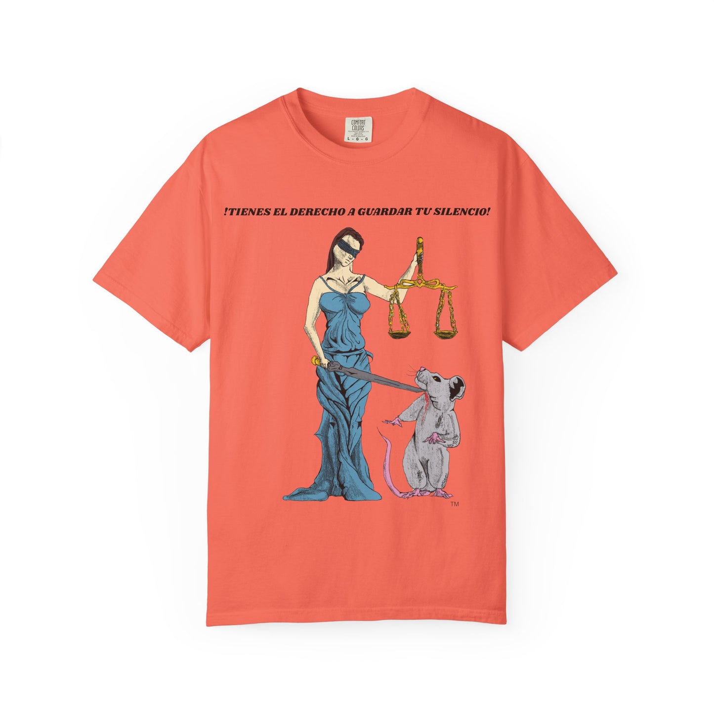 Lady Justice & Rat Unisex T-Shirt - Remain Silent - Spanish Version